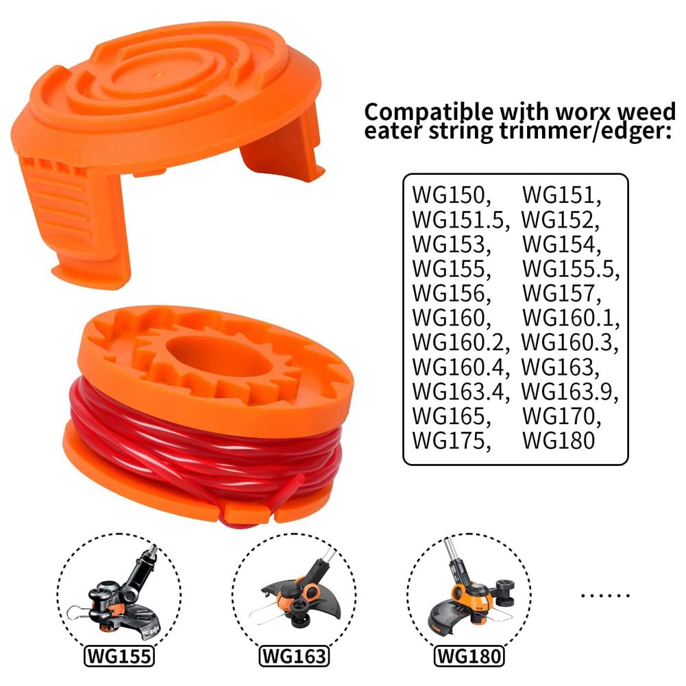 4/8Pack for Worx Wa0010 Replacement Spool Line Grass Trimmer Edger
