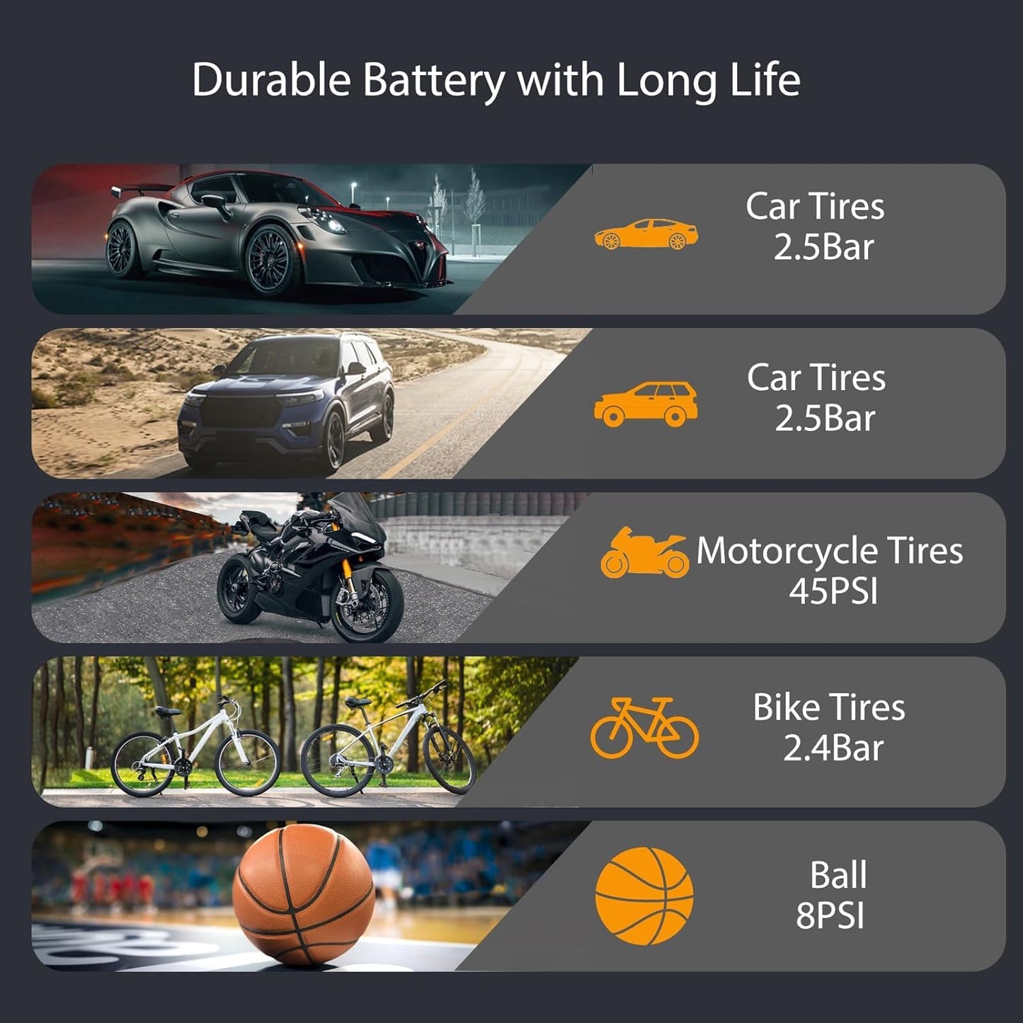 Bicycle pump - Portable digital air pump for cars, handy and wireless