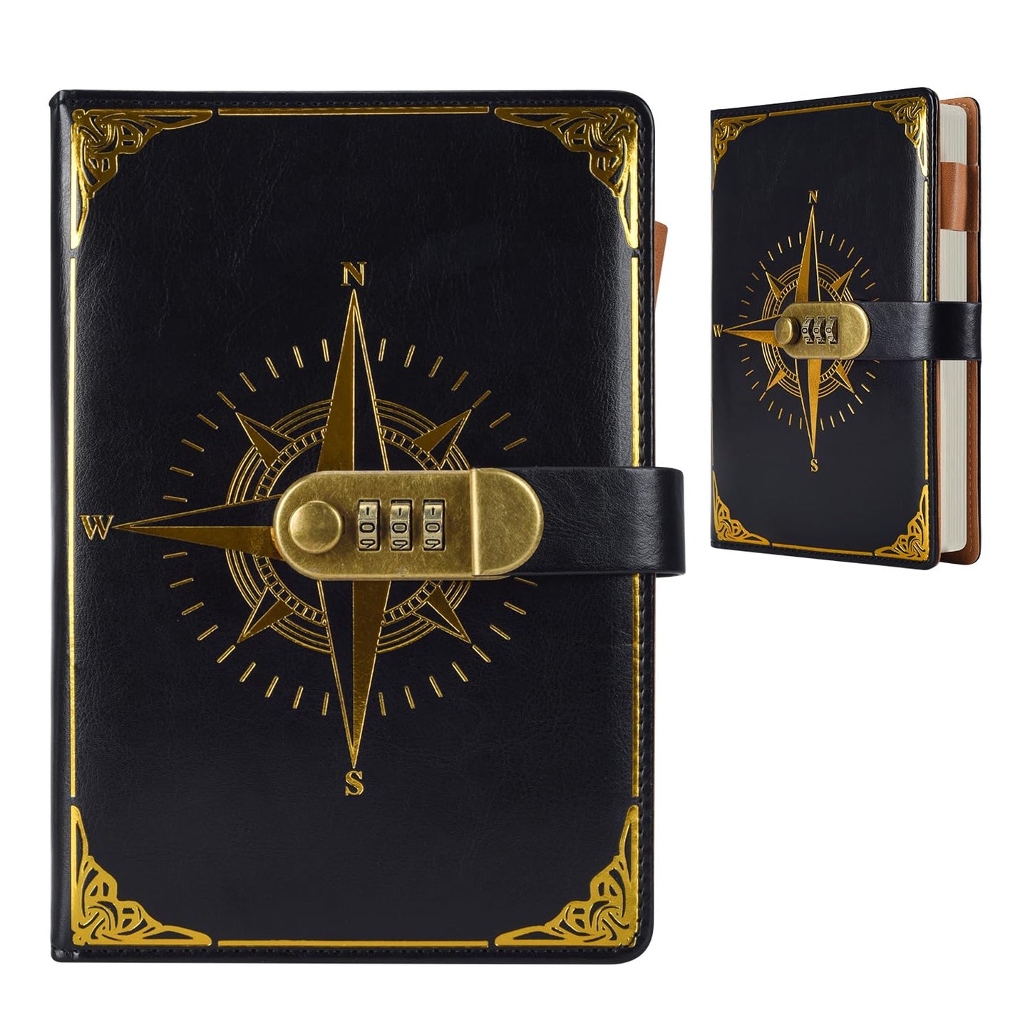 Diary - Journal - Black diary with lock - password book - A5 Notebook