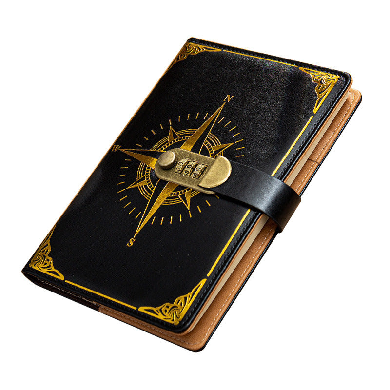 Diary - Journal - Black diary with lock - password book - A5 Notebook