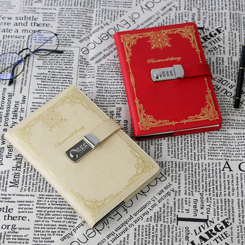 Diary - Journal - White diary with lock - password book - A5 Notebook