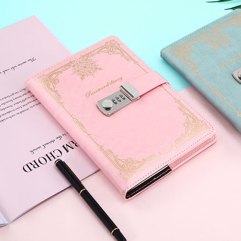 Diary - Journal - White diary with lock - password book - A5 Notebook