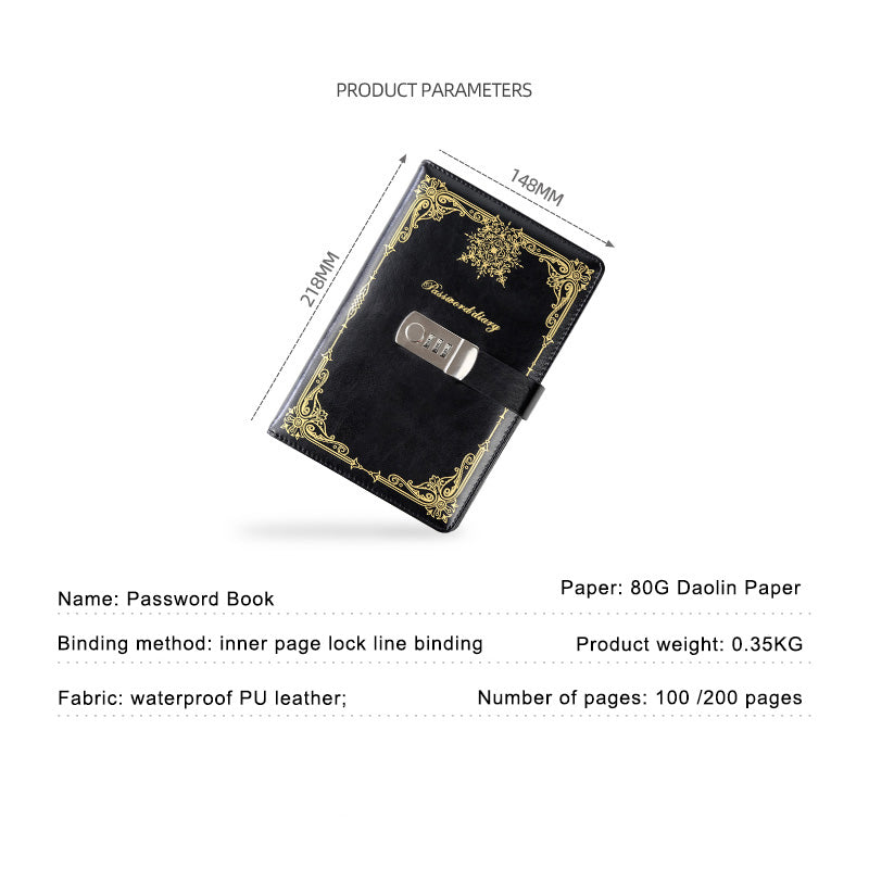 Diary - Journal - diary with lock - password book - Notebook - gift for women & men