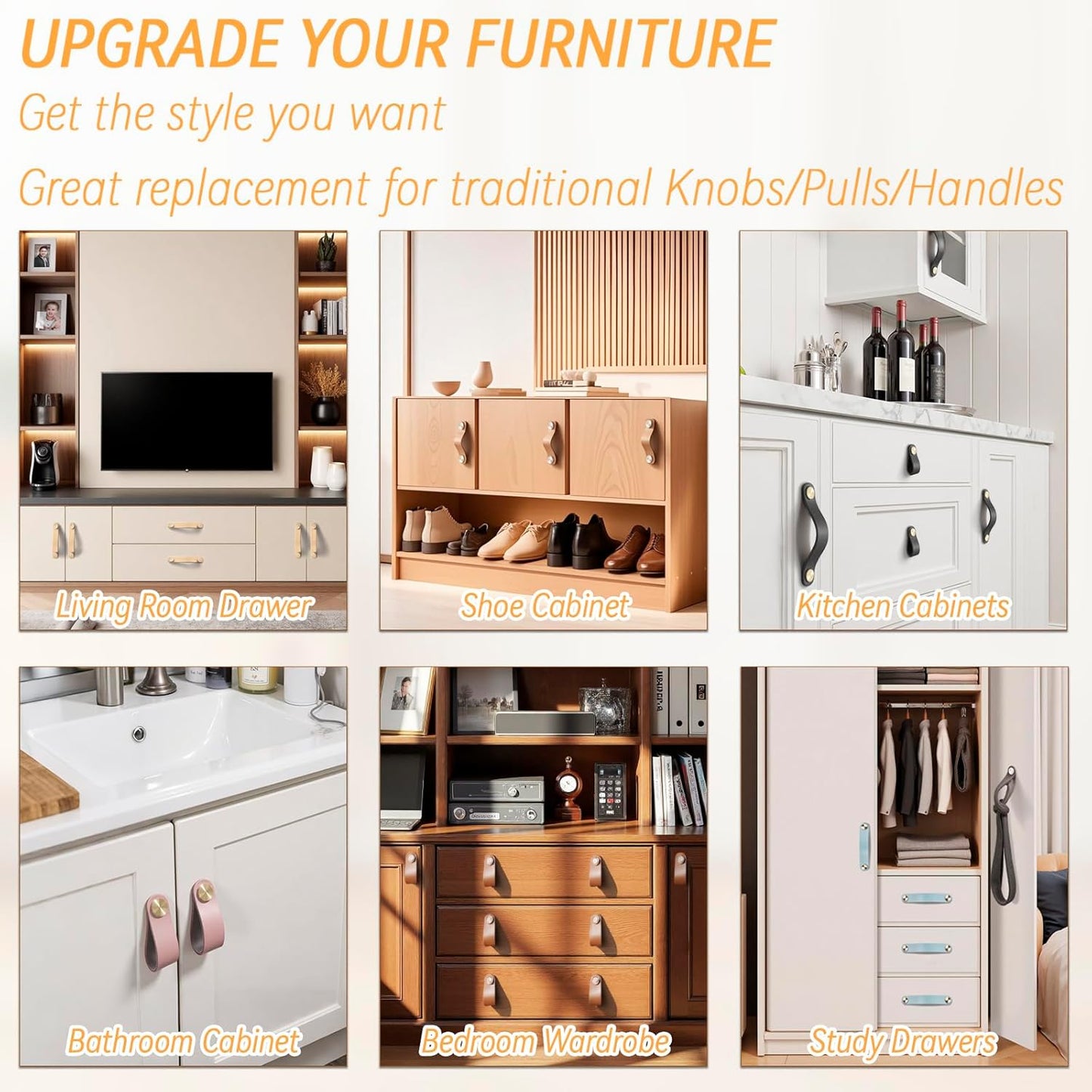 Leather Handles - Furniture Handles - Kitchen Handles - Door Handles