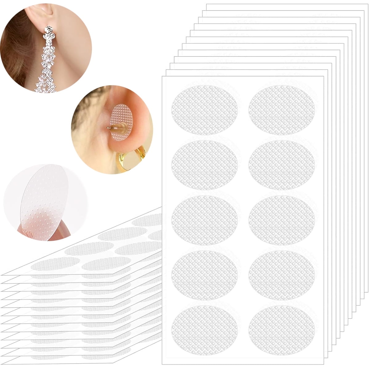 50Pcs Clear Earring Support Patches,Tutuviw Earring Stickers Ear Tapes