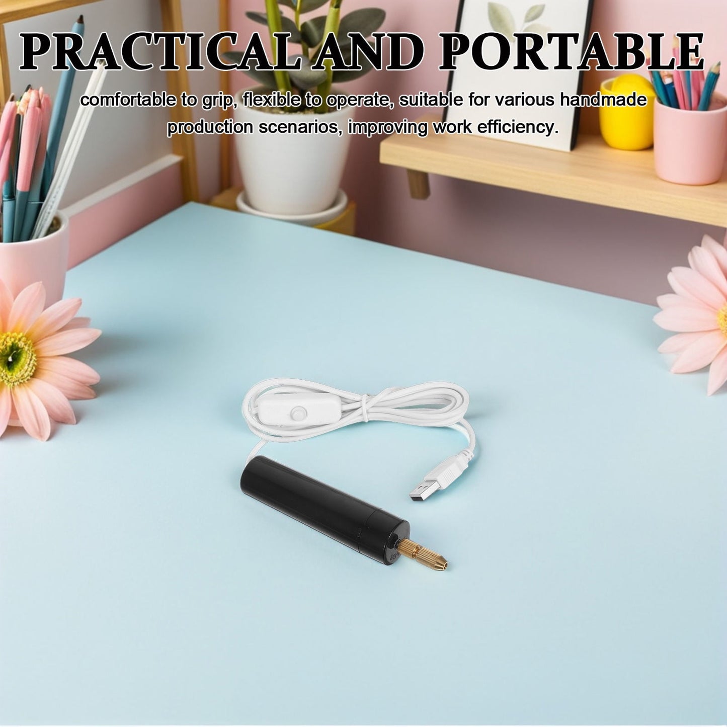 HOOWIFFY Portable USB Handheld Drill with Powerful Motor for Resin Crystal Epoxy and Crafts