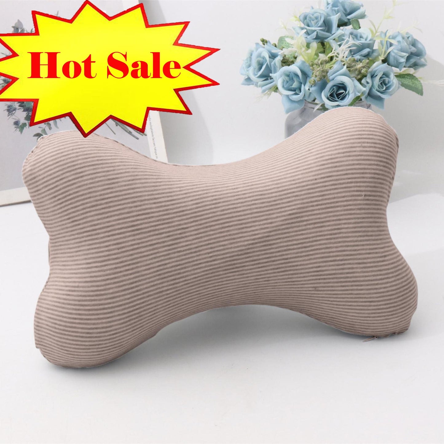 Clearance! Upgraded Dog Bone Shaped Travel Neck Pillows with Washable Removable Cover Memory Foam Car Bus Truck Driving Comfort Head Rest Support 10" A