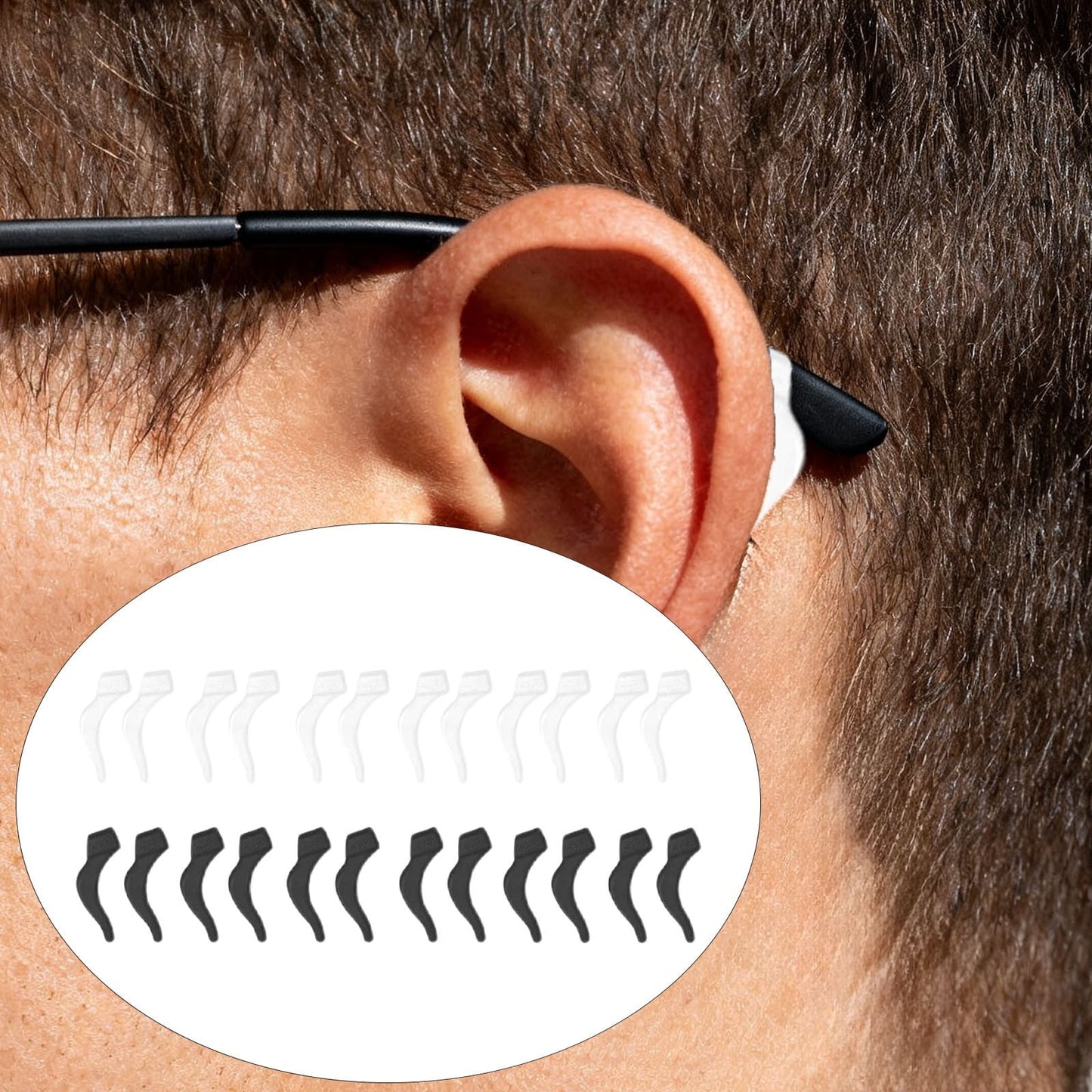 24Pcs Silicone Slip Ear Hook,Eyeglass Retainer,Anti Slip Ear Grips Hooks