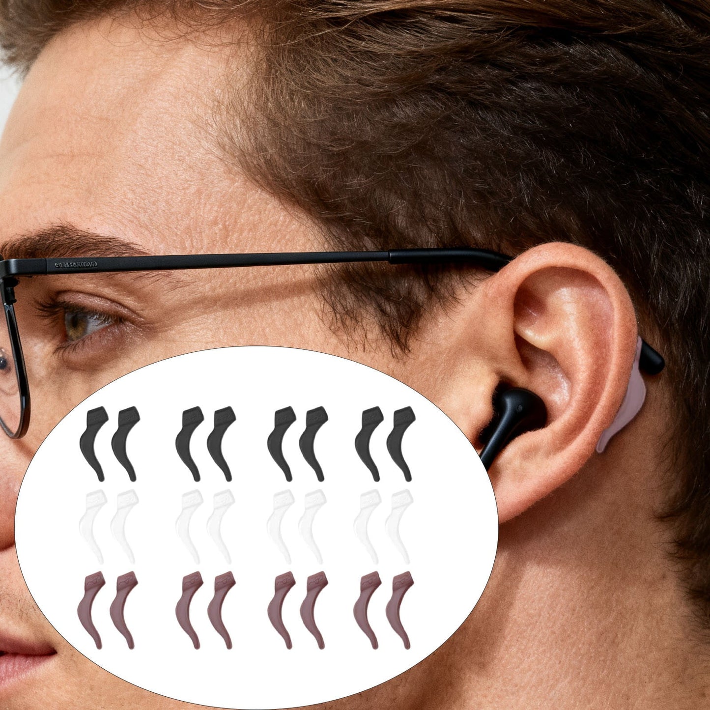 24Pcs Silicone Slip Ear Hook,Eyeglass Retainer,Anti Slip Ear Grips Hooks