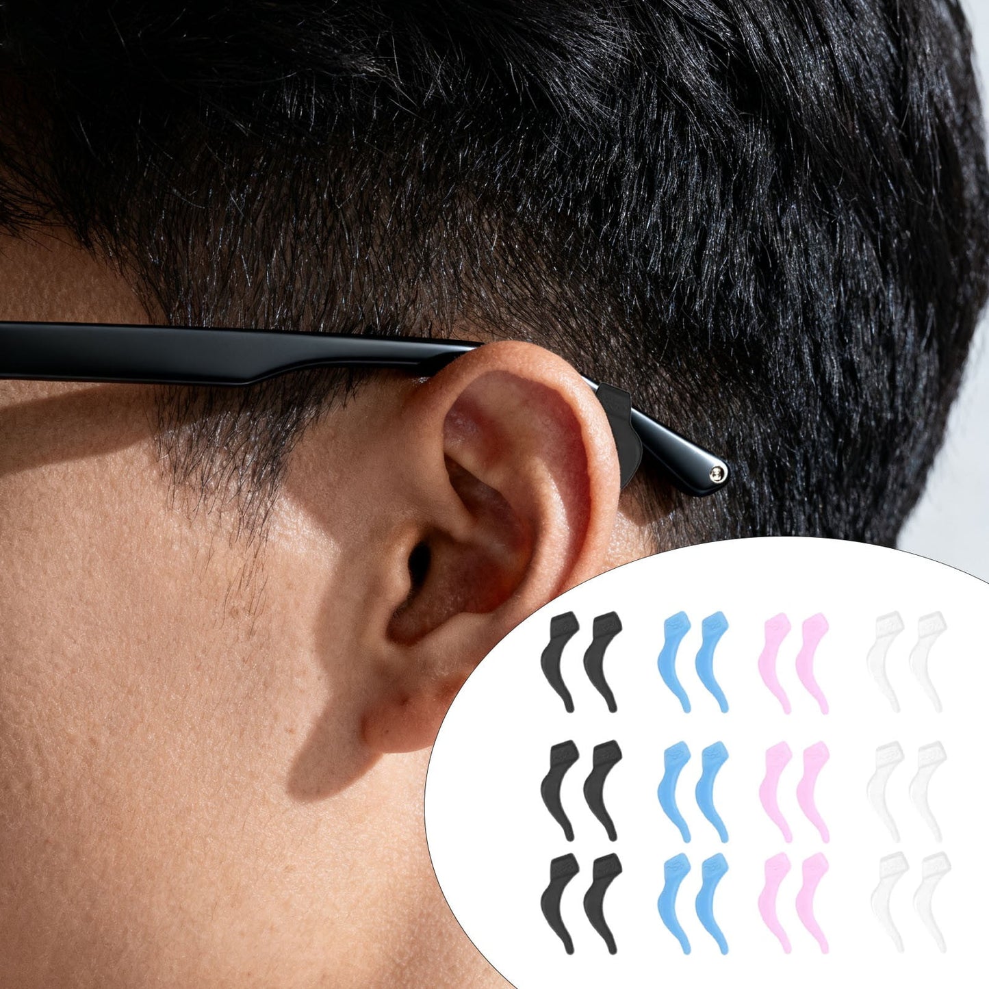 24Pcs Silicone Slip Ear Hook,Eyeglass Retainer,Anti Slip Ear Grips Hooks