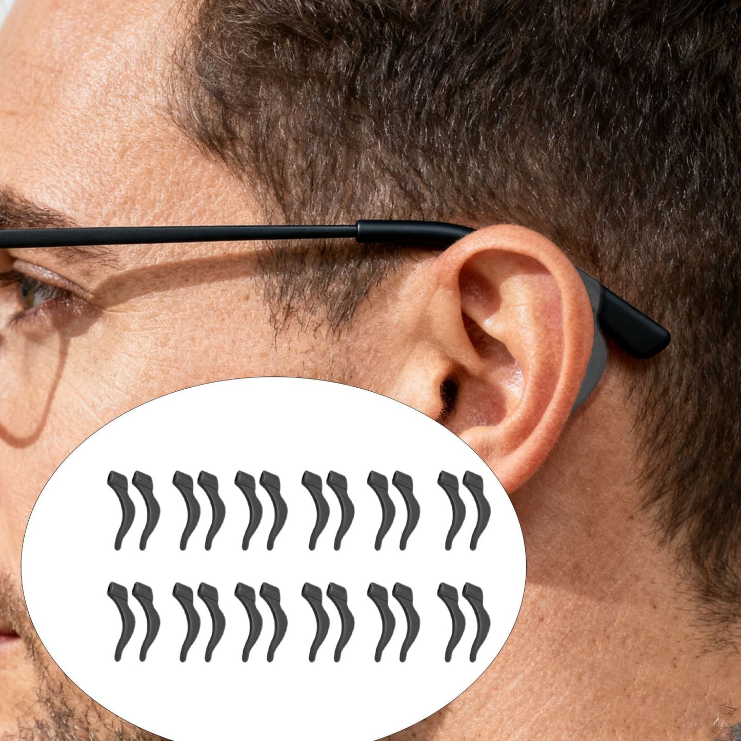 24Pcs Silicone Slip Ear Hook,Eyeglass Retainer,Anti Slip Ear Grips Hooks