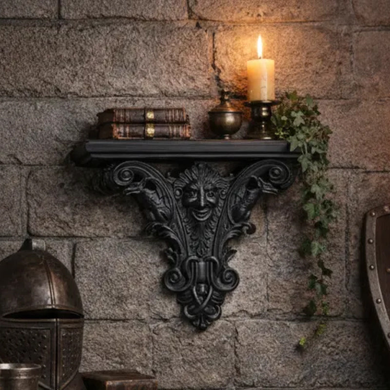 3D-printed Gothic wall shelf brackets