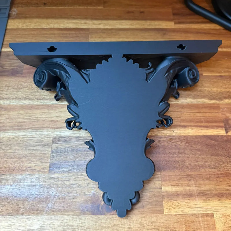 3D-printed Gothic wall shelf brackets