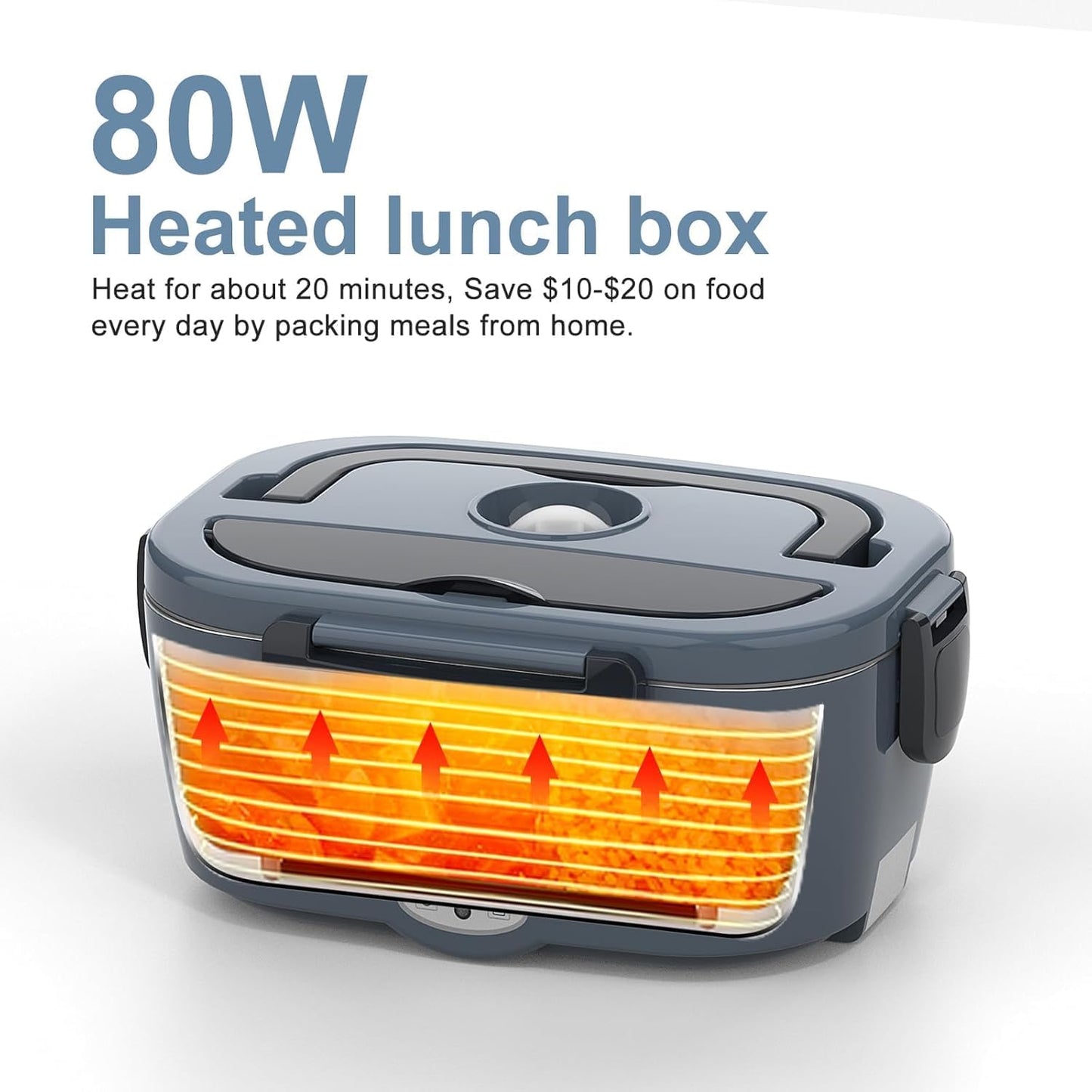 Electric Heated Lunch Box for Men/Women Home 80W Portable
