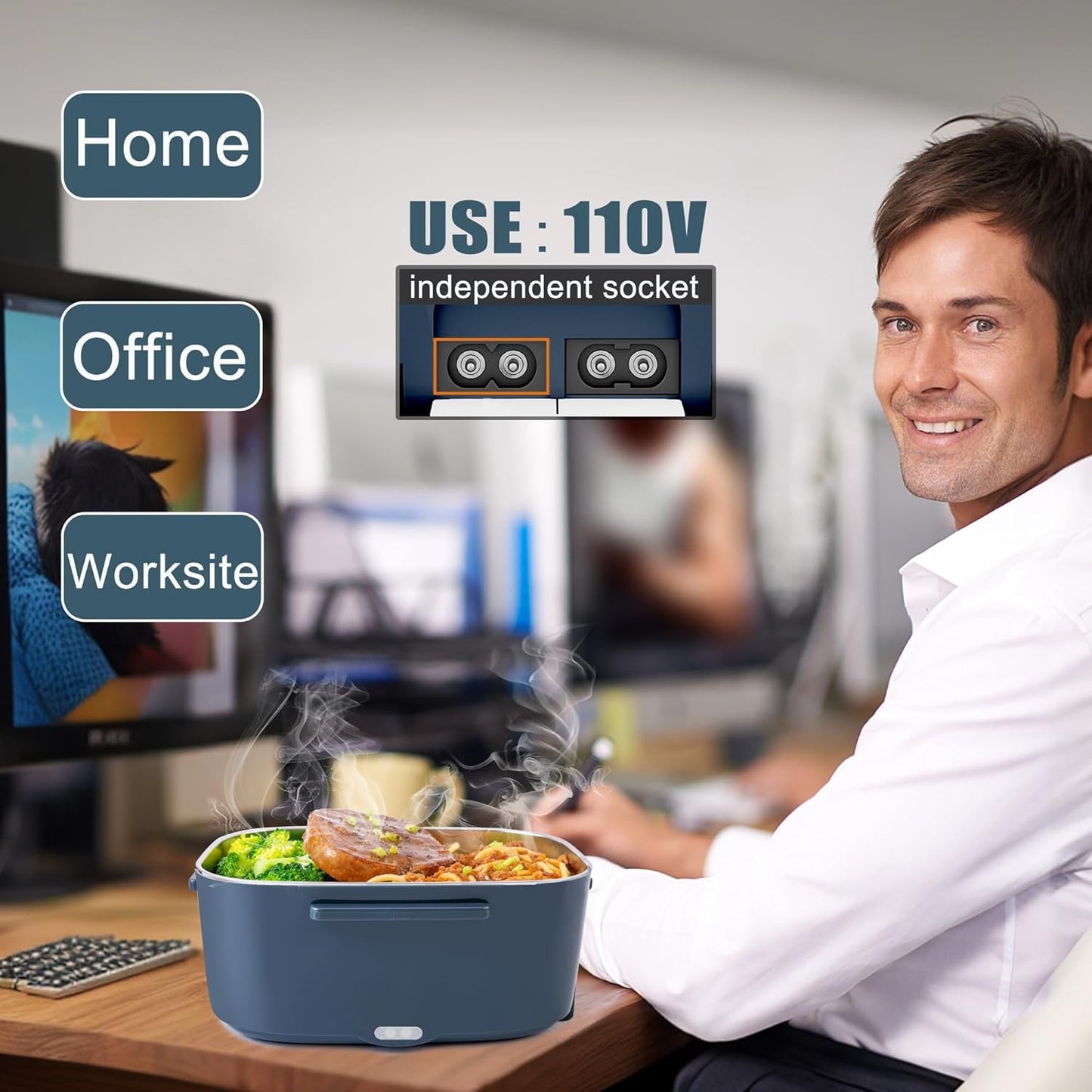 Electric Heated Lunch Box for Men/Women Home 80W Portable