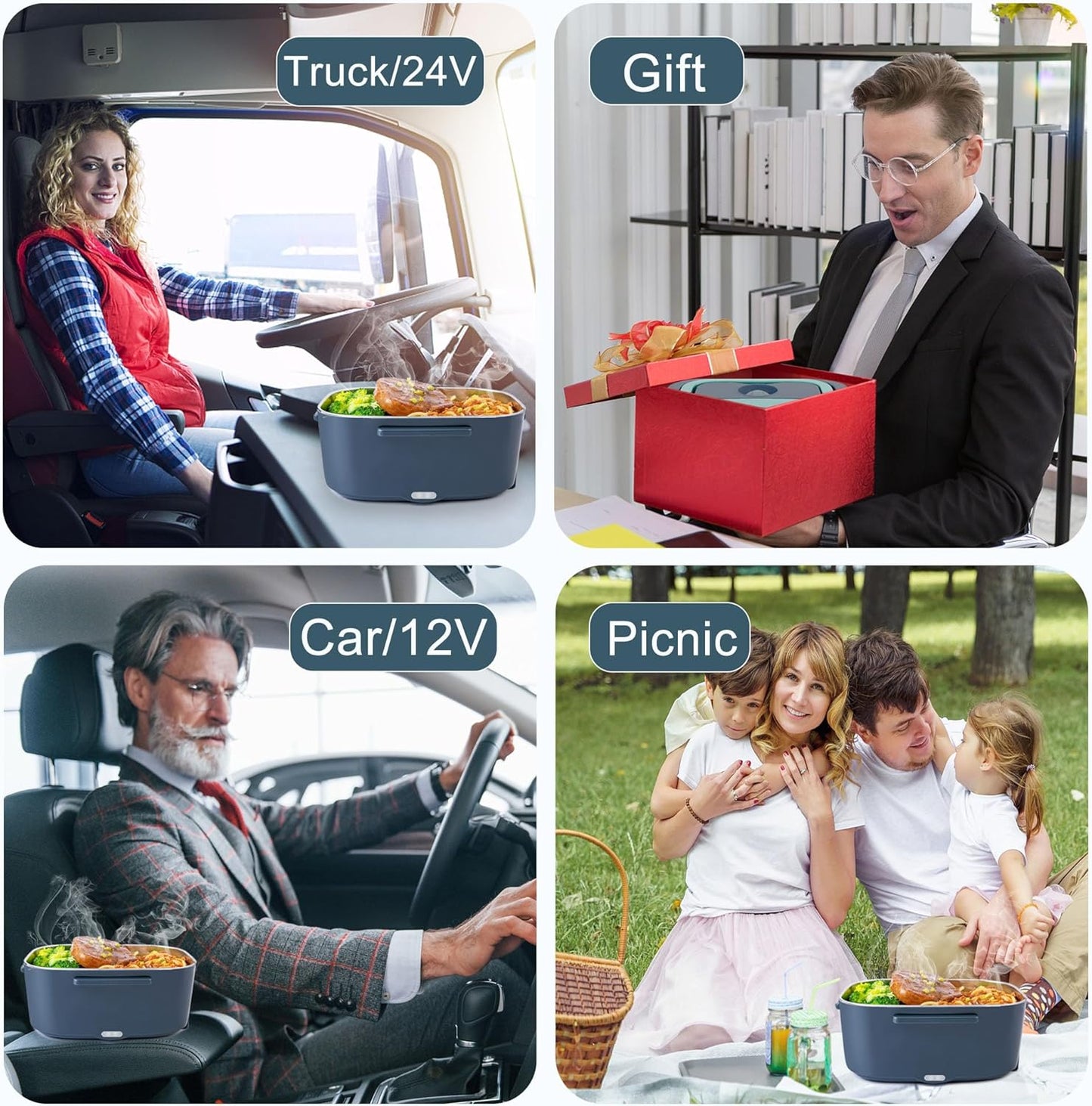 Electric Heated Lunch Box for Men/Women Home 80W Portable