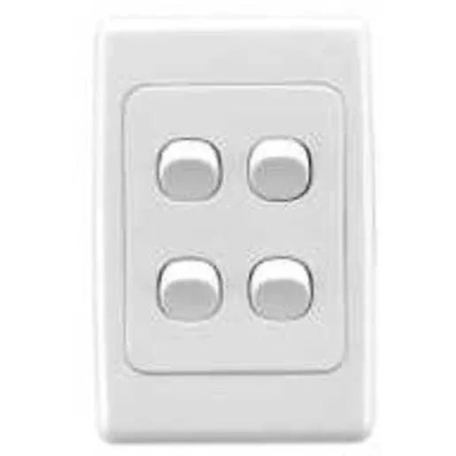 Clipsal Switch 2000 Series 4 Gang Vertical 250V 10A White 2034VA-WE