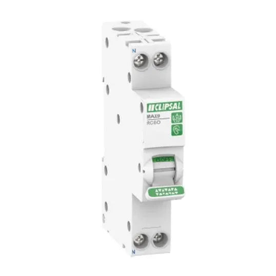 Clipsal Max9 RCBO 20A 30mA 240VAC 50/60Hz 6000A 1P + N Type A Slim | MX9R3120