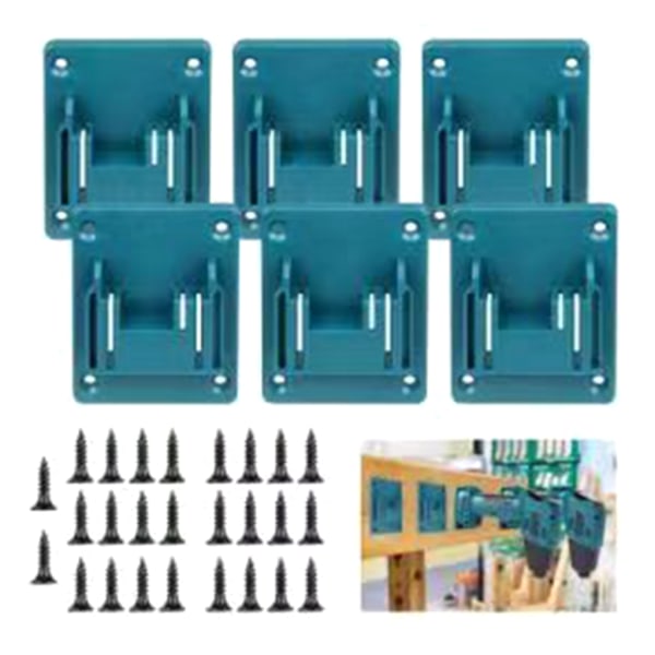 Set of 6 battery holders for Makita batteries: drill, wall mount for Makita