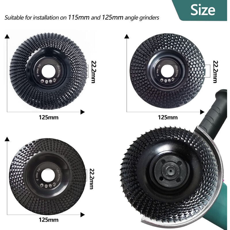 Wood sanding disc 125 mm, 3-piece sanding discs for shaping, sanding