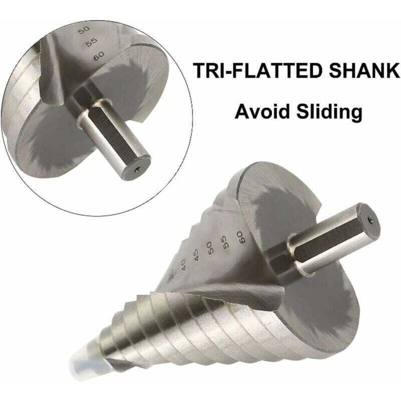 HSS Step Drill Ø 6-60mm - Spiral Large Cone Drill for Metal, Wood, Plastic..DEBUNS