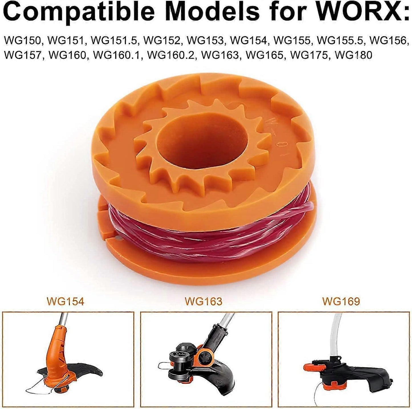 12-pack Trimmer Line for Worx 20V Trimmers, Durable Replacement Spool
