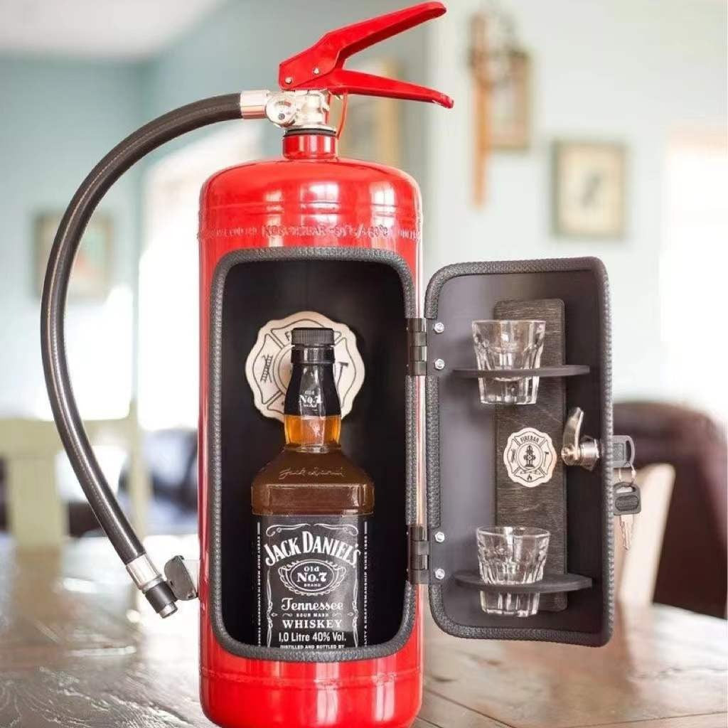 Fire Extinguisher Minibar Wine Cabinet Perfect Gift for Men red B