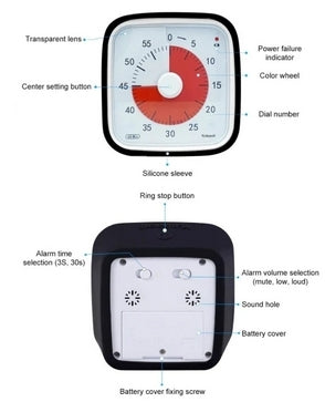 Visual Timer 60min - classroom school for children Black