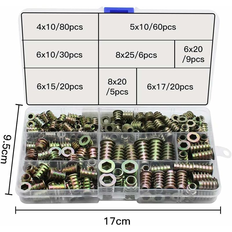 230 Pieces Zinc Alloy Hexagonal Threaded Insert Nuts, Threaded Insert Nuts