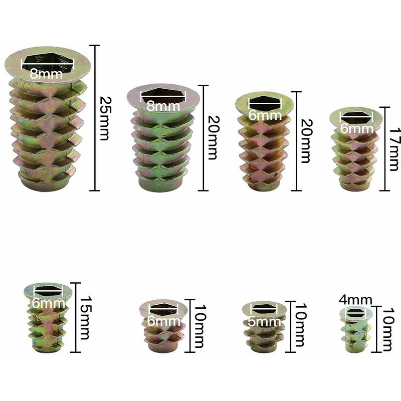 230 Pieces Zinc Alloy Hexagonal Threaded Insert Nuts, Threaded Insert Nuts