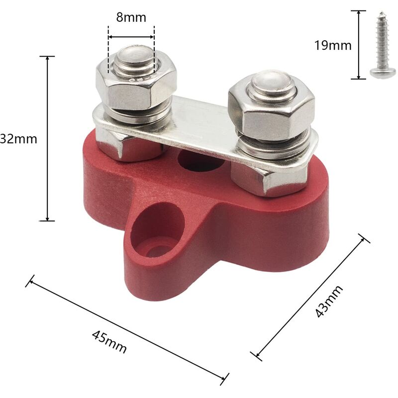 Busbar Terminal Block Battery Power Ground Terminal Block M8 Dual Pins