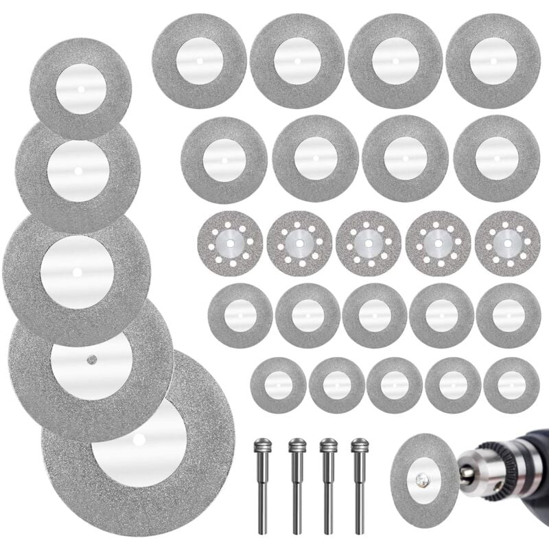 32pcs Mini Diamond Cutting Disc with 4pcs Mandrels Cutting Disc Mini Cutting