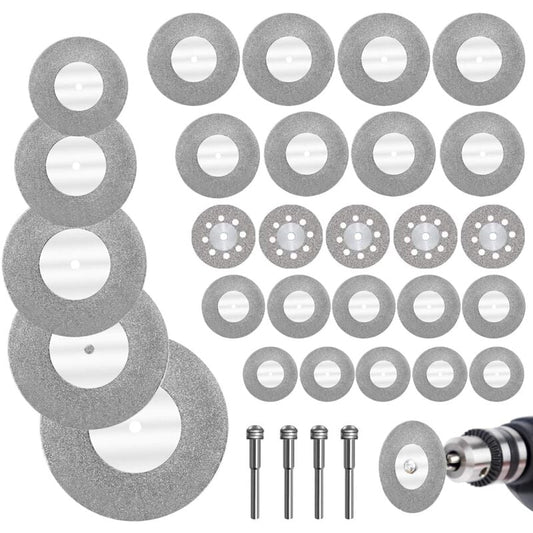 32pcs Mini Diamond Cutting Disc with 4pcs Mandrels Cutting Disc Mini Cutting