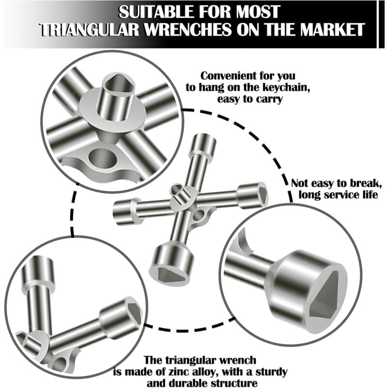 4-way triangle wrench 5 sizes Inner diameter 7mm/10mm/12mm/13mm/18mm
