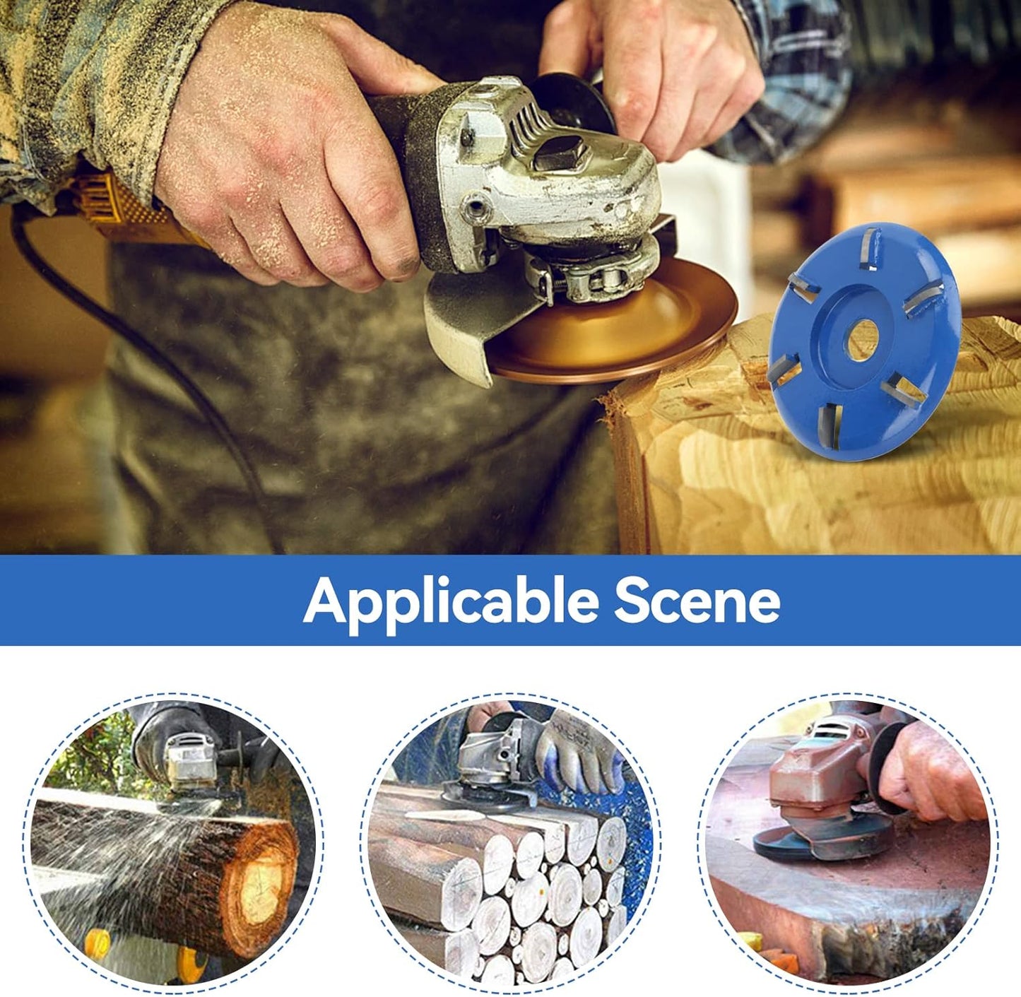 Wood router, wood milling, stump grinder disk for angle grinder