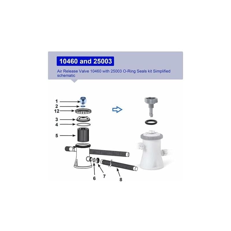 10460 Air Release Valve with O-Ring Replacement for Intex Filter Pumps