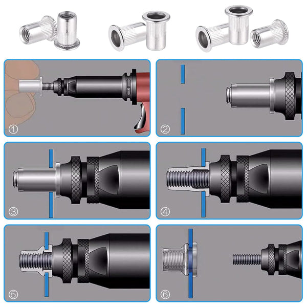 60pcs 304 Stainless Steel Rivet Nut M8 Flat Head Blind Nut Threaded Rivet