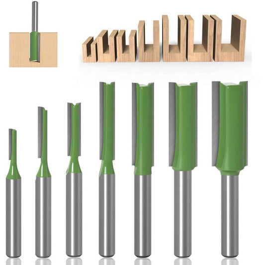 6mm Straight Router Bit Set, 7 Pieces Woodworking Carbide Straight Groove