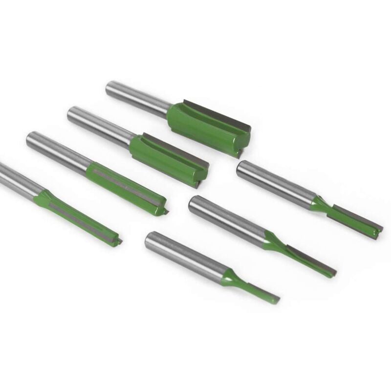 6mm Straight Router Bit Set, 7 Pieces Woodworking Carbide Straight Groove