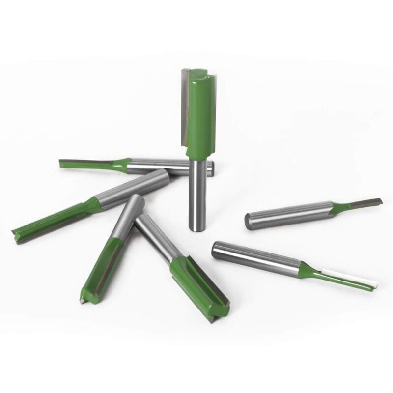 6mm Straight Router Bit Set, 7 Pieces Woodworking Carbide Straight Groove