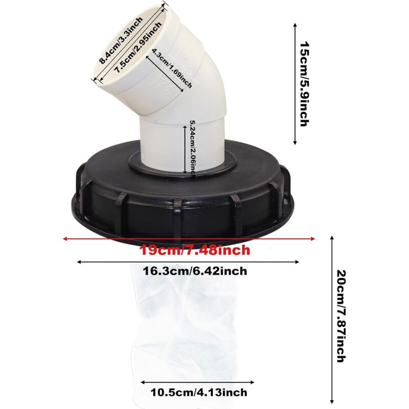 45° IBC Water Filter with Lid, 163mm Nylon Rainwater Filter, Washable