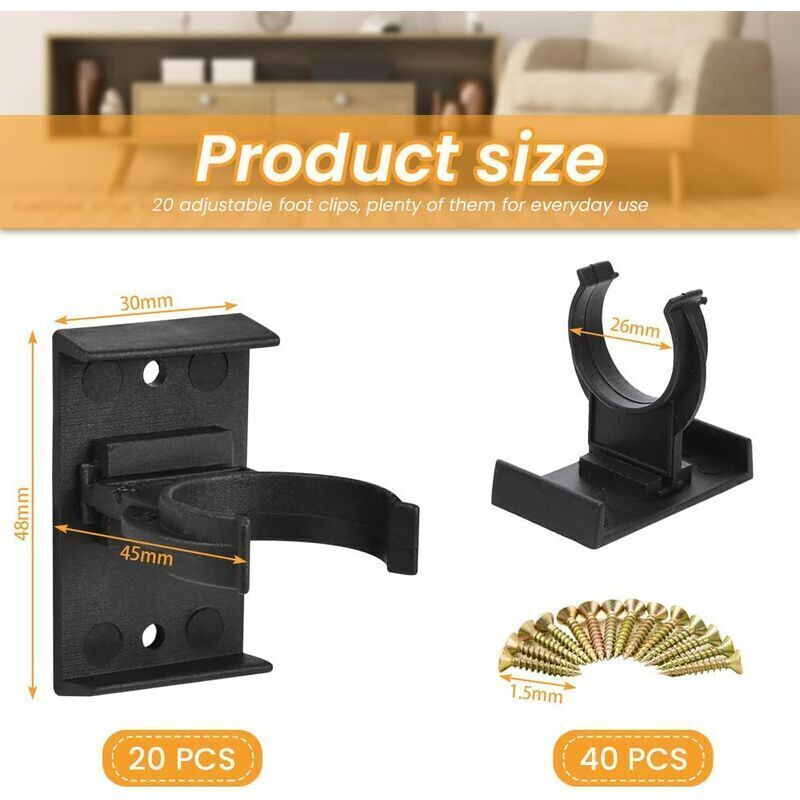 20 pcs Furniture Foot Fixing Clamp 28mm to 32mm Plinth Clamp Screwable