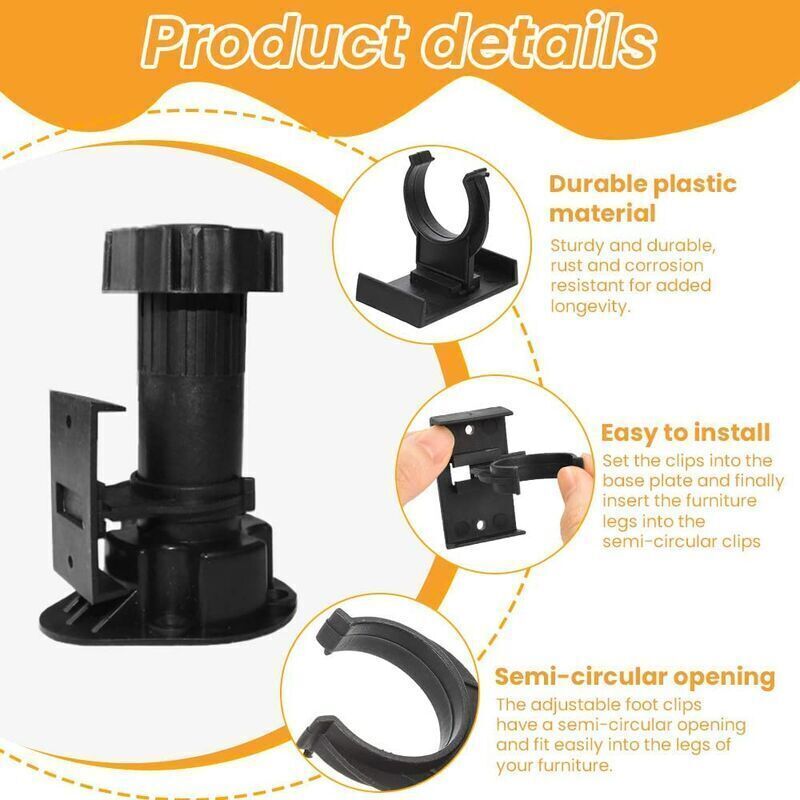 20 pcs Furniture Foot Fixing Clamp 28mm to 32mm Plinth Clamp Screwable