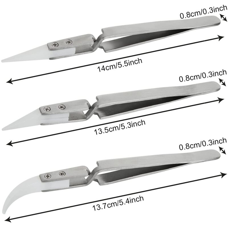 6pcs Precision Ceramic Inverted Soldering Tweezers Non-conductive