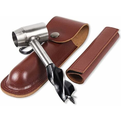 Manual drill, hand drill for woodworking with leather case for bushcraft
