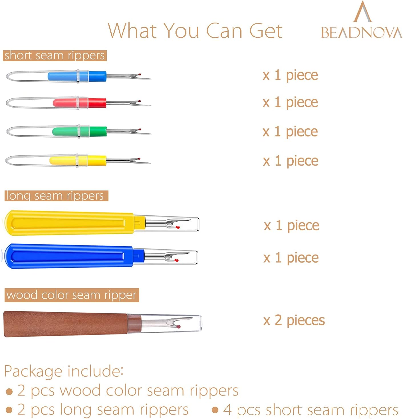 Seam Ripper 8pcs Thread Cutter Stitch Remover Small and Large Thread