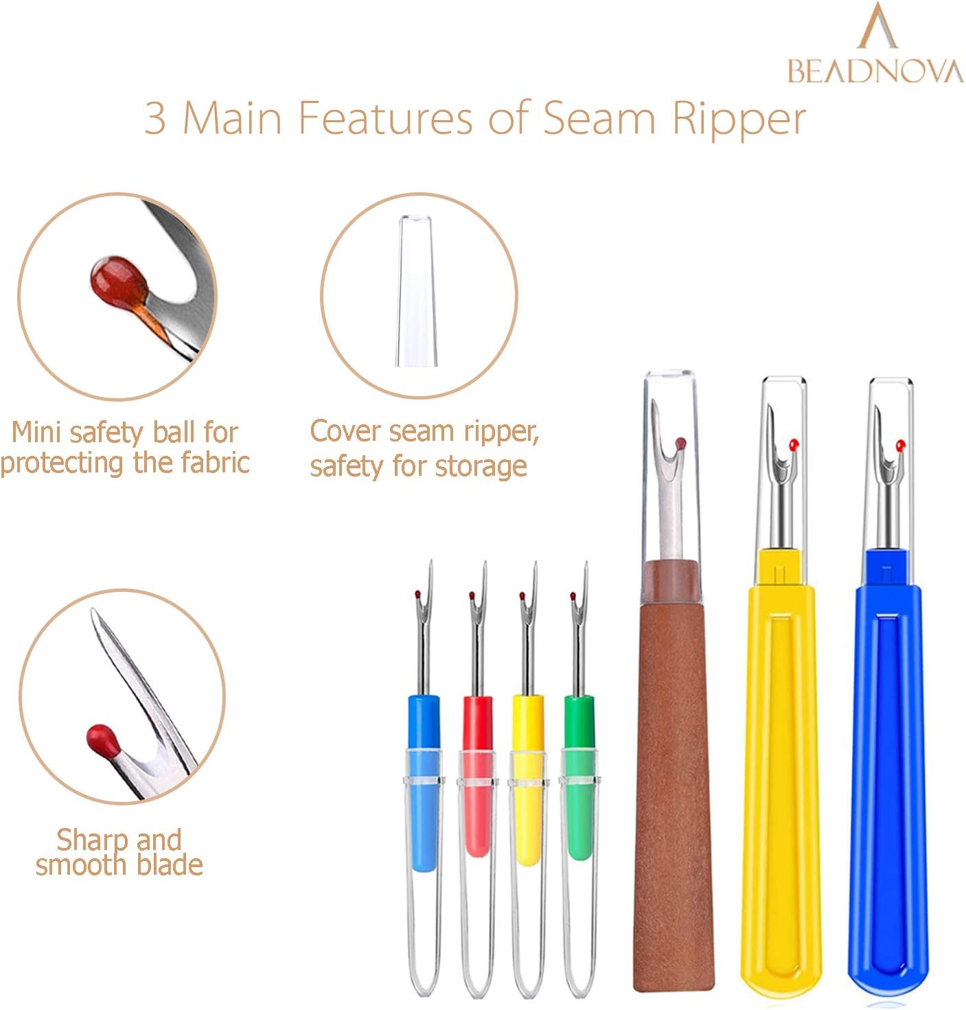 Seam Ripper 8pcs Thread Cutter Stitch Remover Small and Large Thread