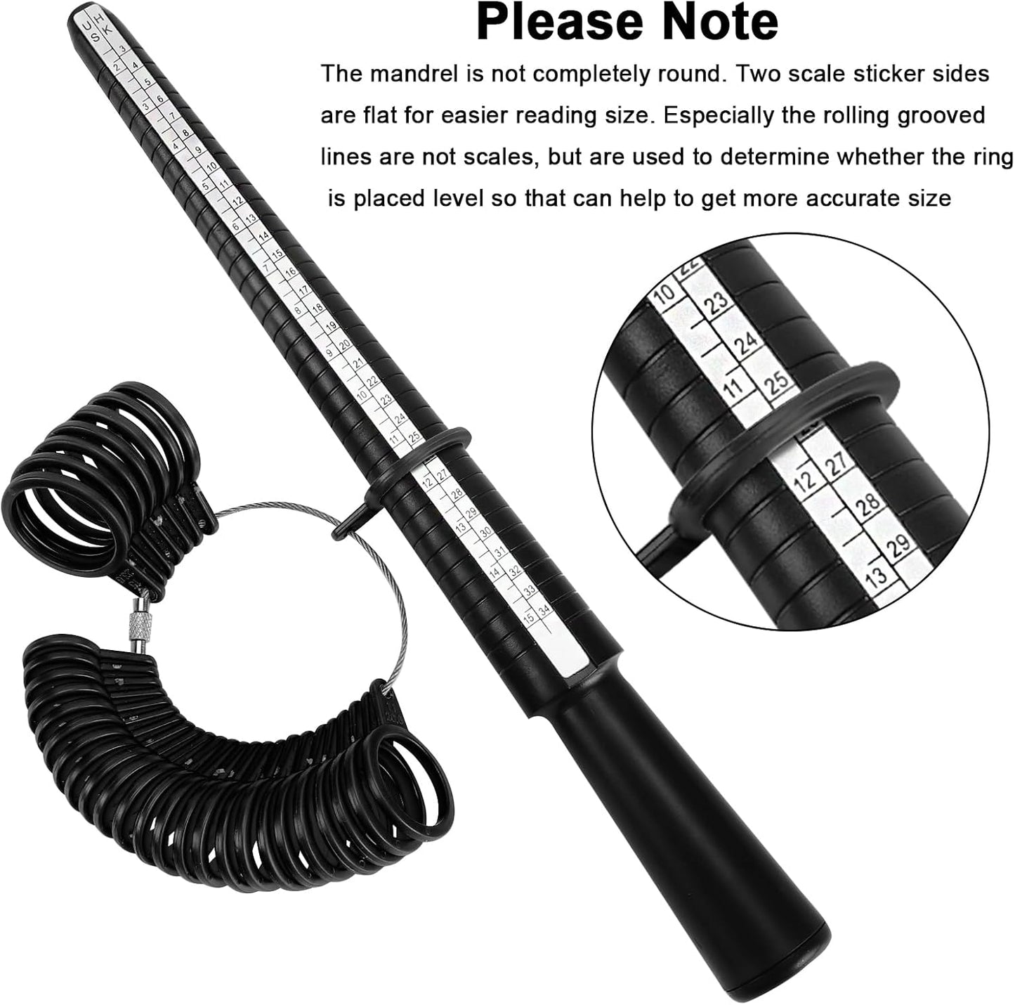 Ring Size Measuring Tool Includes Plastic Ring Sizer Mandrel Stick