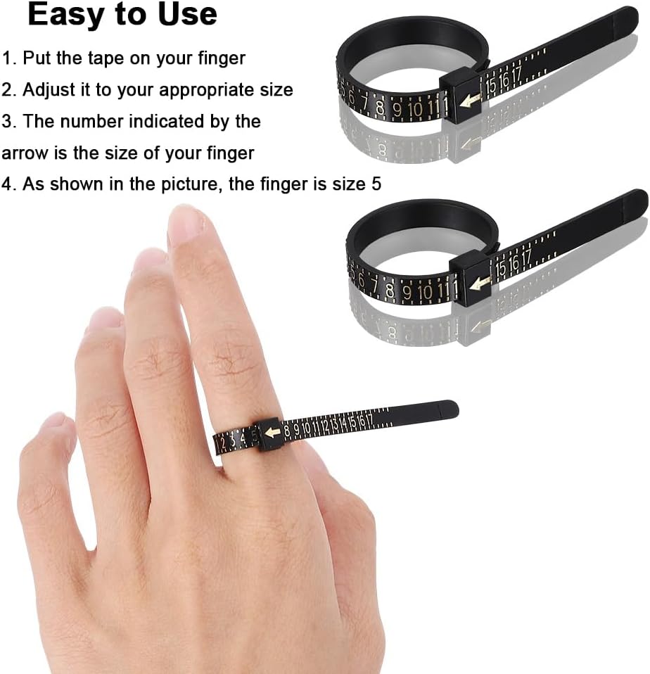 Ring Size Measuring Tool Includes Plastic Ring Sizer Mandrel Stick
