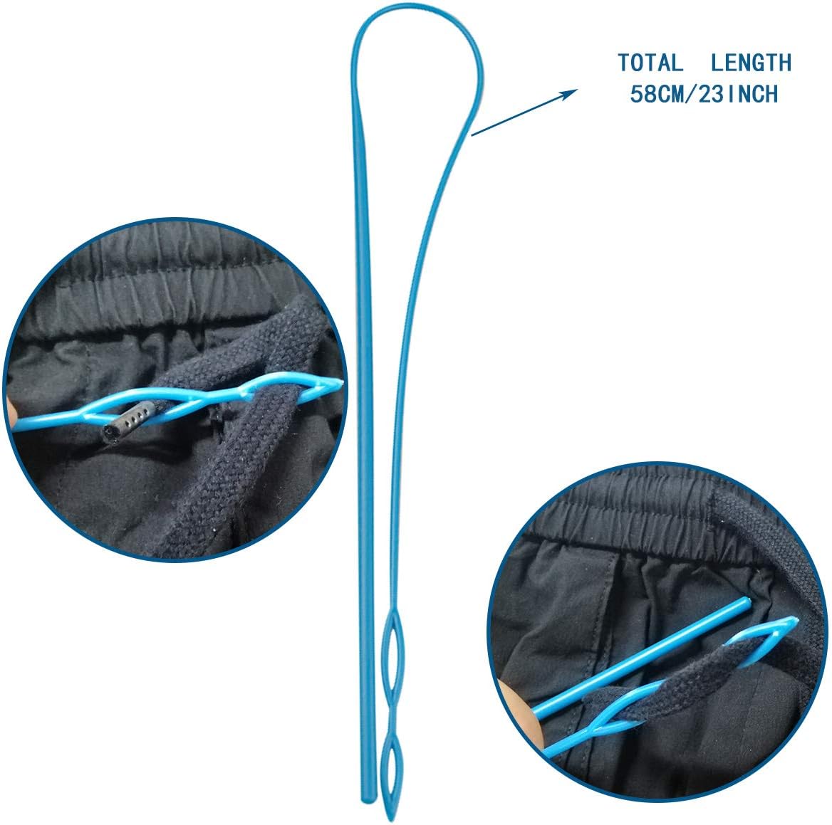 1Pcs 23In Flexible Plastic Drawstring Threader Tool, Easy Threader Drawstring Replacement Tool for Jackets Swim Trunks Pants Sweatpants Shorts Hoodies (Blue)